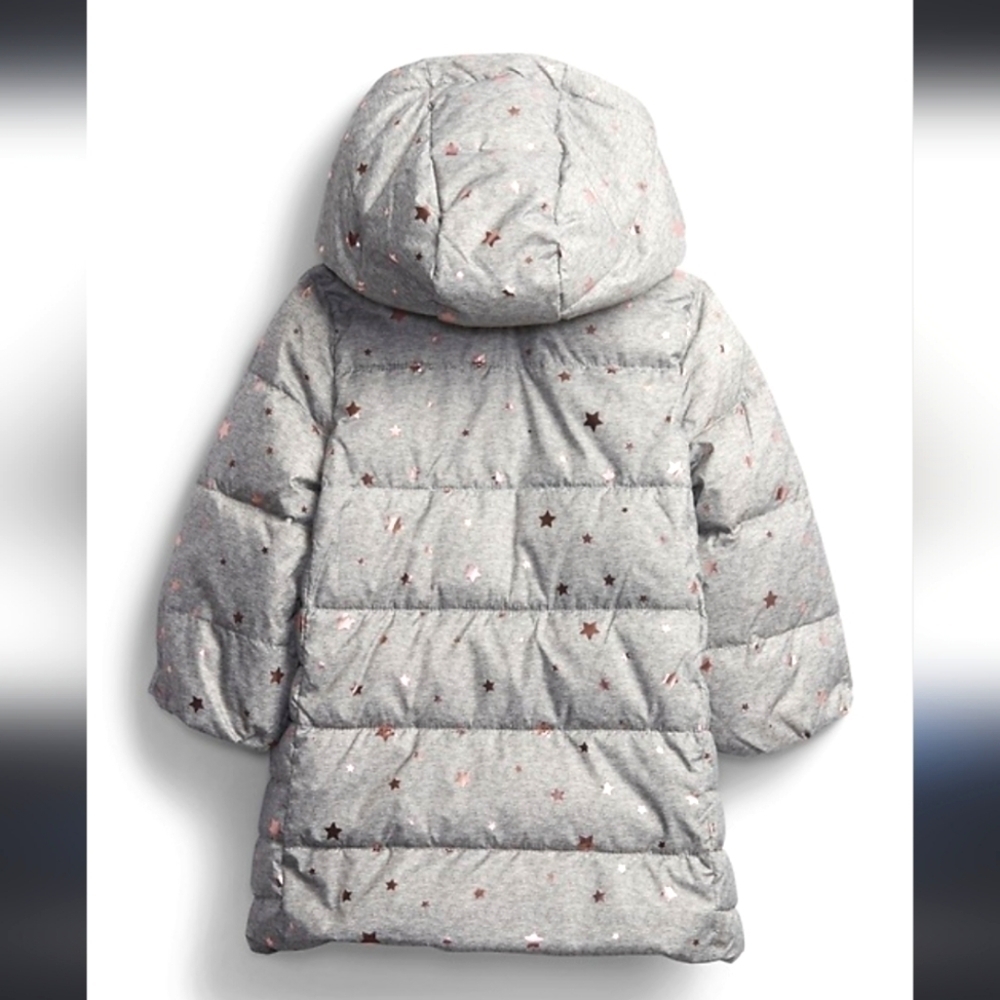 GAP Cold Control Rose Gold Star Max Duffle Long Coat Hood Warm Winter